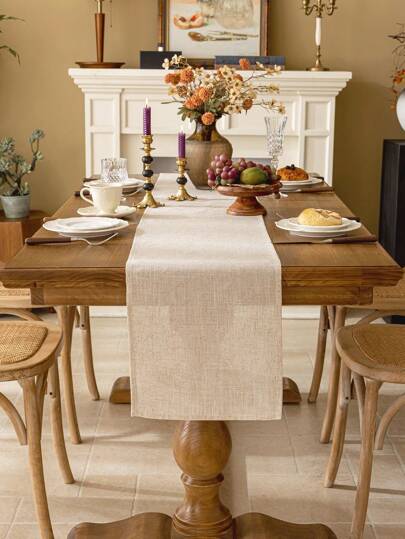 1 Stück apricotfarbiger rechteckiger Tischläufer, amerikanisch einfarbige Tischdekor, waschbarer Tischdecke für Esszimmertisch, Sideboard, Bücherregal, geeignet für Küche, Esszimmer, Camping, Party, Feiertage, Hochzeitsdekoration, Vatertag, Thanksgiving Geschenk