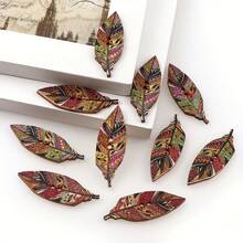 30pcs Mixed Colors Leaves/Feather Buttons Painting Wooden Buttons DIY Wooden Buttons For Crafts Decorative Buttons Buttons For Clothing Sewing Scrapbooking Accessories.(Size: 1.5cm*4.2cm/0.59inch*1.65inch)