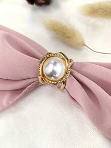 3pcs/Set Elegant Golden-Tone Faux Faux Pearl Scarf Clips,Scarf Buckle, Versatile Knot Holders For Women'S Fashion Accessories, Perfect For Parties, Daily Wear, And Gift Giving