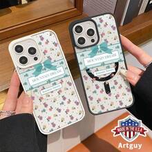 MagSafe Case For IPhone 16 Pro Max 15 16e 14 Plus 13 12 Mini 11 Promax X XS Max XR XSMax Flowers On Mountain Pattern Acrylic Back TPU Edges Shockproof Ultra Thin Mobile Phone Cover Gift For Girl - White - View 3