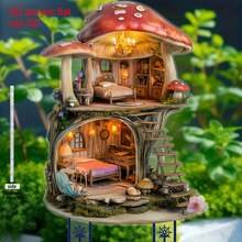 1pc 2D Acrylic Garden , Whimsical Mushroom House Yard Decor, Suitable For Lawn, Porch And Patio. Exquisite Gift For Mother's Day, Wedding And Birthday To Family And Friends, Fits 11 Holiday Hole Designs, Random Hole Style - Multicolor - View 4