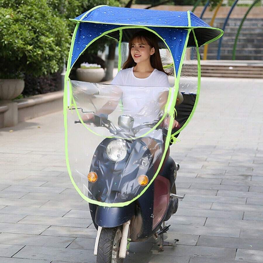 Waterproof Sun Shade&Rain Cover Universal Cars Motor Mobility Scooter Umbrella - Blue - View 1
