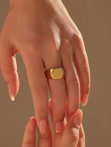 1pc Stainless Steel Golden Yellow Heart Shape Simple Ring, Suitable For Daily Decoration Or Gift Giving - Yellow Gold - View 1
