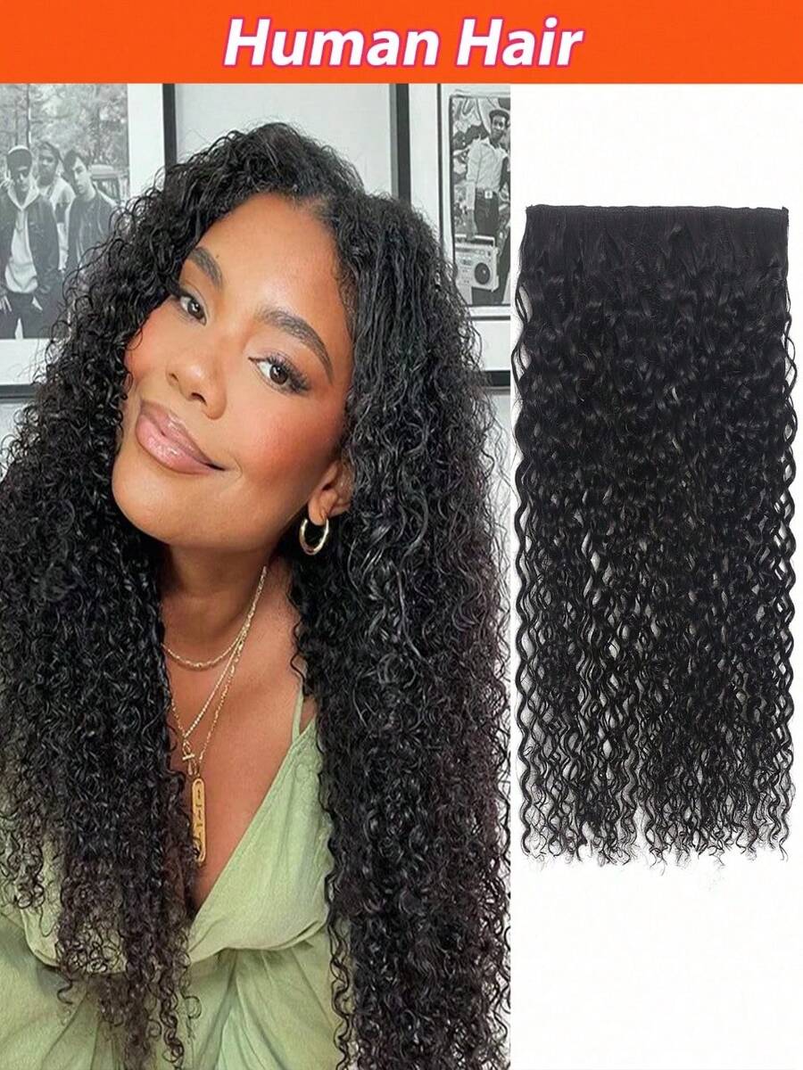 Kinky Curly 1 Piece Clip In Human Hair Extensions Human Hair Clip In Human Hair Extensions Natural Black Remy Hair For Women