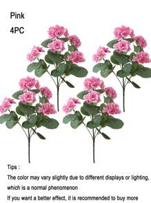4/2pcs Artificial Shrubs Geraniums Realistic UV Protected Red Pink Begonia Flowers With Green Foliage For Indoor & Outdoor Decor, Perfect For Garden, Porch, Patio, Window Box, And Hanging Planter, Garden Decor , Christmas, Halloween, Thanksgiving, Valentine's,Maintenancefree Plants, Artificial Outdoor Flowers Shrubs