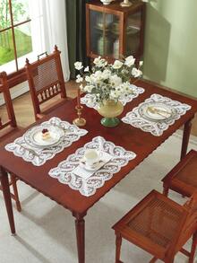 Vải 100% Polyester, ren thêu tinh tế, hòa tan trong nước, khăn trải bàn ăn nhà bếp, khăn phủ tủ, trang trí nhà cửa, tụ họp gia đình, trang trí ngày lễ, trang trí tiệc cưới trong nhà ngoài trời, 1 chiếc - trắng - Xem 9