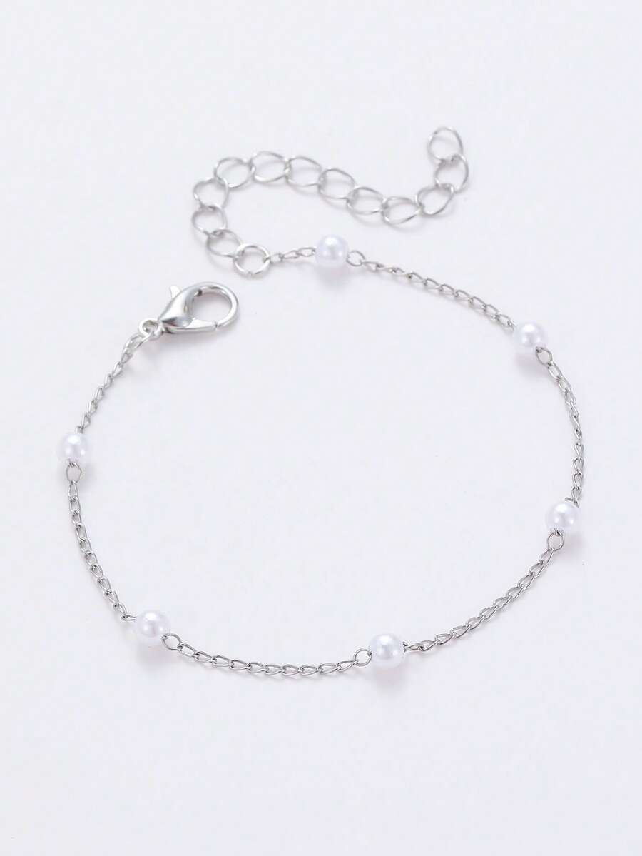 1pc Simple And Elegant Pearl Chain Bracelet, Suitable For Women For Daily, Festival And Party Wear Winter Gifts
