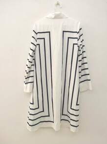 Plus Size Women Geometric Pattern Woven Fabric Buttoned Shirt Dress, With Pockets, Office, Home, Airport Casual Wear, Spring/Summer