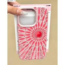1pcs Sun Totem  Pattern Texture Phone Case For IPhone 16 Pro Max 15 14 13 12 11 Pro Plus IP13ProMax/IP14ProMax X Xs Case - 粉色 - 查看 1