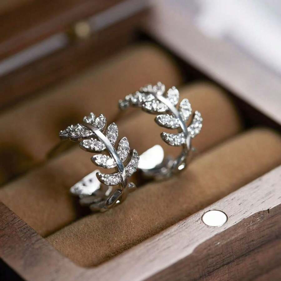 锆石水晶叶耳环，优雅百搭的时尚耳环，高品质