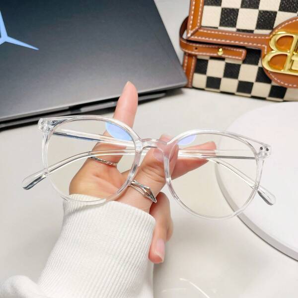 1pc/2pcs Women Round Frame Glasses, Suitable For Office, Students, Computer, TV, Gaming, Smartphone Use
