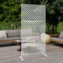 Outdoor Privacy Screen, 3 Ft W X 6 Ft H Metal Decoative Privacy Screen Panel Freestanding, Privacy Fence Panels For Outside Patio Garden Backyard (White, Coin) - White - View 8