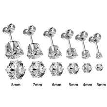 6 Paia Di Orecchini Con Zirconia Cubica Per Donne E Uomini, Orecchini A Perno In Acciaio Inossidabile Ipoallergenici Con CZ Per Cartilagine, 3mm 4mm 5mm 6mm 7mm 8mm