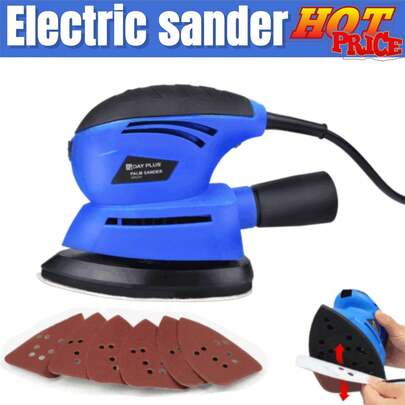 AutoFu 6 Gear Electric Sander Sanding Machine For Wood Wall Power Tool With Sanding Sheet, Detail Sander, Compact Sander Machine 12000RPM, Electric Sander, 6 Sandpapers (2 X 80g, 2 X 120g, 2 X 240g), Wood Hand Sander, Dust Collection System For Tight Spaces Sanding In Home Decoration