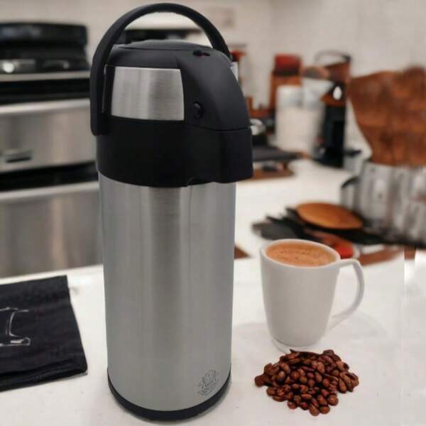 3L & 5L Stainless Steel Insulated Vacuum Airpot – Hot/Cold Drink Flask With Pump Dispenser