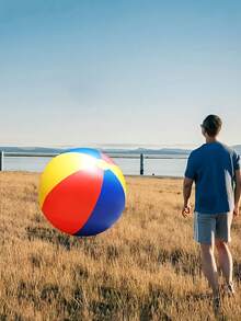 巨型充气沙滩球 - 红色、黄色、蓝色 PVC 室内外派对游戏、家庭聚会、沙滩运动和后院活动 - 无需电源，玩具 - 彩色 - 查看 11
