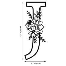 1 pieza Cartel de metal con Flor y Letra, Combinación personalizada de nombres, letras iniciales y palabras, Decoración de pared de arte de metal, Decoración DIY de fondo de boda, Regalo para el hogar