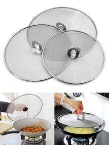 Pantalla antitsalpicaruras para cocinar - Protector antisalpicaduras de acero inoxidable para sartén, sin desorden de aceite de cocina, sin quemaduras, tapa de malla ultra fina - Multicolor - Ver 11