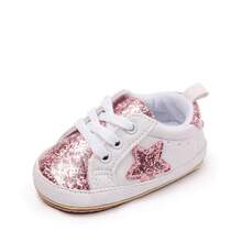 Baby Girl Sneakers Infant All Season Shoes - Contrast Color Sequins Shoelace Soft Sole Non-Slip Infant First Walking Shoes For Spring  Fall - 5107 Pink - View 4