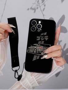 1 pièce Coque de téléphone antichoc avec design de voiture de course en TPU noir et 1 pièce Cordon noir, compatible avec , smartphones Android y compris OPPO - Multicolore - Voir 3