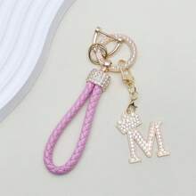 1pc Premium Braided Leather Keychain With Shiny Gold 26 Letter Charms Pendant - , Fashionable And Multifunctional Women Keychain - Various Colors, Perfect Accessory For Car Owners, Stylish Gift Idea - Multicolor - View 33