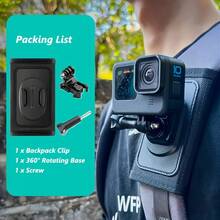 360° 旋转夹式背包胸带运动相机支架 - 耐用支架，带可调节肩垫，适用于 GoPro Hero 13 Black、Hero 12/11/9/8/7、Insta360 X3、SJCAM 等 - 快速释放、防滑设计，是户外探险和旅行的理想选择 - 彩色 - 查看 11