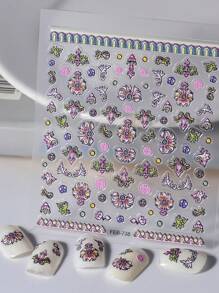 1 pezzo Adesivi per unghie 5D a rilievo con fiori di loto a effetto sfumato, decorazioni adesive per unghie, sticker per manicure fai-da-te