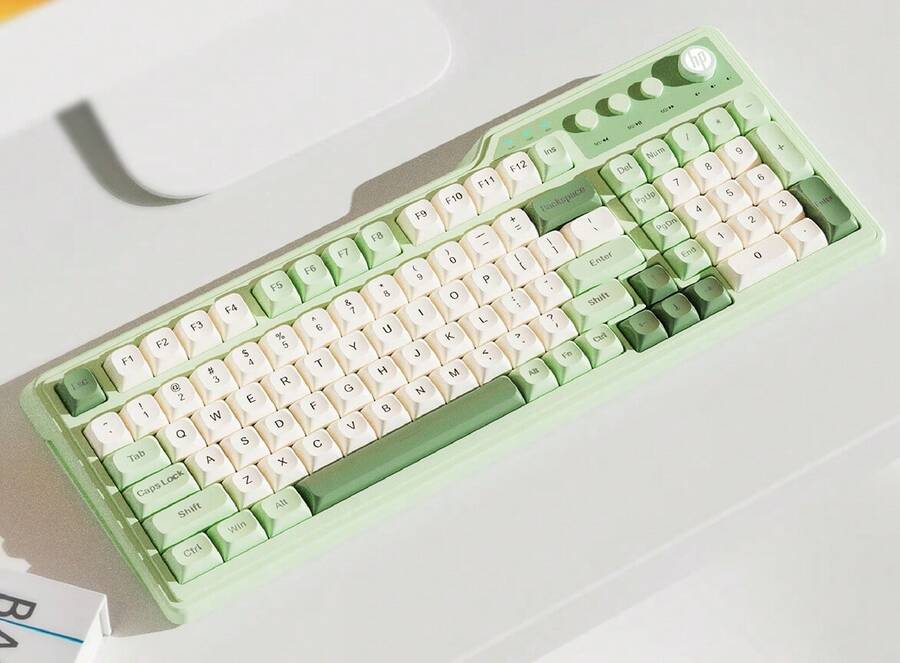 HP K360 Keyboard & Mouse Set / Single Keyboard 98-Key Layout, Nature-Inspired Backlight With Low-Saturation Green Lighting, Silent Keys + Minimalist Office Design, Compatible With Laptops And Desktops, Milky Green - Milky Green[single Keyboard] - View 1