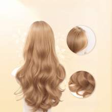 Peluca de cabello largo y ondulado de verano, cabello largo y rizado con efecto de ambiente de viento, simulación de cabello humano con raya al medio, juego de peluca completa