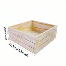 4PCS Unfinished Wooden Boxes, Square Wooden Box Storage Organizers For DIY Crafts, Collectibles, Treasures, Succulents, Desktop Drawer Decorations, Small Flower Pots - Multicolor - View 10
