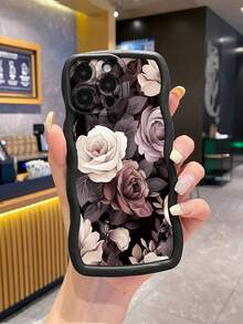 Flower 1 件玫瑰棕色防震手机壳适用于 /Galaxy/Infinix/Redmi/OPPO/VIVO/MOTO 防水防摔防刮 - 黑色 - 查看 1