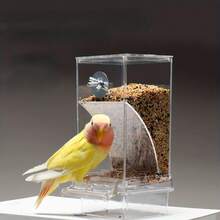 1 件透明视图自动喂鸟器，透明防溢出种子食物容器，无杂乱笼子配件，适用于鸽子、金丝雀、鹦鹉、麻雀 - 耐用塑料，易于组装，无需电力 - 查看 12
