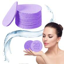 10/20/30/50pcs Compact Natural Face Sponge 100% Makeup & SPA Cleansing Sponge For Exfoliation, Makeup Removal, And Facial Washing