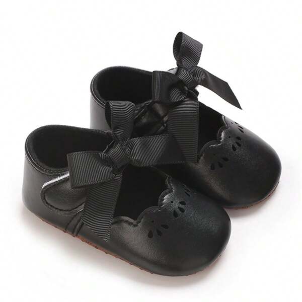 Baby Girls Spring Flats Shoes Floral Embroidery Leather Soft Sole Non-Slip Cute Shoes For Newborn Baby