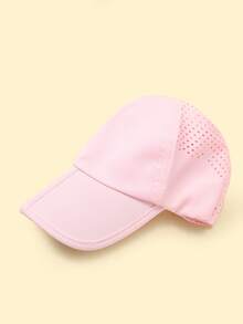 Foldable Parent-Child Baseball Cap, Lightweight Breathable Quick-Drying, Silky Ice Silk Fabric Sunhat, Solid Classic Design, Suitable For All - Pink - View 9