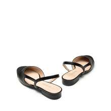 Women Slingback Ballet Flats Square Cap Toe Low Heel Party Wedding Dress Shoes - 黑色/PU - 查看 5