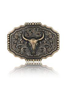 1pc Western Style Buckle, Belt Buckle Autumn-Winter Accessories Halloween Costume,Suitable For Teens, Youth,Men,Casual, Outdoor, Athletic, Vacation, Graduation Gifts, Birthday, Daily Wear - Cow 3 - View 15