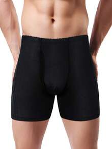 Men Sexy Underwear Shorts Padded Butt Hip Lifter Enhancer Shorts Boxer Briefs Nylon Breathable Shapewear Underpant Menswear Socks Period Lingerie Beige - Black - View 2