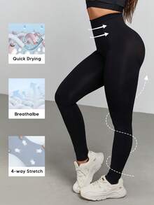 Women's Compression Leggings Butt Lifting Seamless High Waist Tummy Control Stretchy Shapewear Pants - Black - View 5