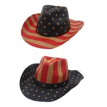 JEWELRYWE American Flag Jazz Hat, Curved Brim, Vintage Equestrian Riding Bowler Hat, Men's And Women's Cowboy Hat