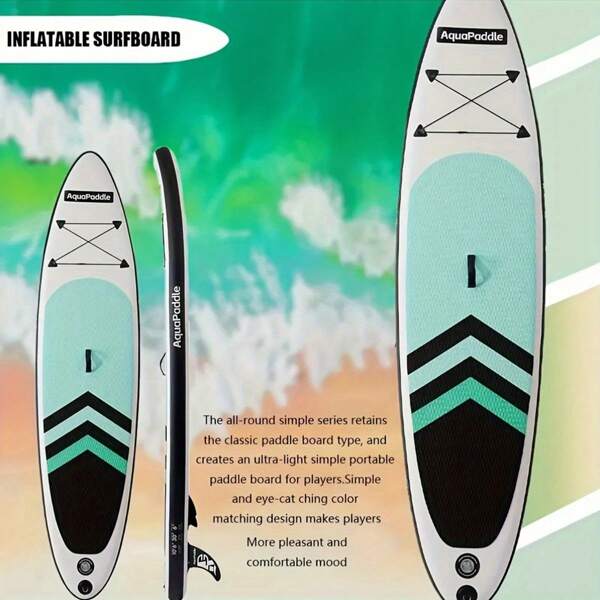 1 set placă de stand-up paddle cu strat dublu, lungime 320 cm, lățime 76 cm, grosime 15 cm, capacitate maximă de încărcare 180 kg, pentru 1-2 persoane, construcție durabilă din material premium, include pompă cu o singură direcție, vâsle din aluminiu, structură cu strat dublu pentru stabilitate și flotabilitate sporite, echipată cu vârf de aripă și lesă de siguranță, articole esențiale pentru plajă, accesorii pentru plajă, plutitor pentru piscină