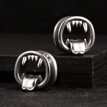 2PCS Hot 316 Stainless Steel Halloween Monster Tongue Ear Tunnels Ear Gauges Tunnels Plugs Stretcher Expander Piercing Body Jewelry Women