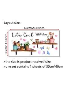 Kitchen Stickers/Decorative Stickers English Kitchen Utensils Ingredients Bee Butterfly Stickers Waterproof And Dustproof Stickers, 1 Piece Pvc Material Removable Wear-Resistant Stickers, Suitable For Kitchen Decoration, Wall Decoration, Restaurant Decoration, Wall Stickers 23.62 * 11.81 Inches, Interesting Birthday Gifts, Graduation Gifts, Make Your Home A New Look