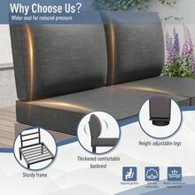 Metal Patio Furniture Set Modern Metal Outdoor Conversation Sets, Patio Sectional Sofa W/5 Inch Cushion And Coffee Table, Black - Sand - View 12