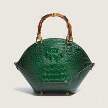 Luxus Damen Handtasche 2025 Neu Geprägte Krokodilleder Shopper Tasche, Modischer und vielseitiger grüner Schultertasche mit großer Kapazität, Retro-Lässig-Street-Style-Minimalismus-Celebrity-Design, Qualität Umhängetasche, Sommer Chic Muttertasche, Alles-Passendes großes Fassungsvermögen 2025 Neu Elegante und stilvolle Damentasche