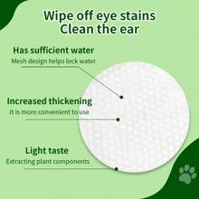 Pet Eye & Ear Wipes Extra-Large And Thickened (8cm In Diameter), Suitable For Cats And Dogs, Making Cleaning And Usage Easier. Gently Removes Tear Stains For Cats And Dogs-An Essential For Pet Eye Care. Ideal For Cleansing Your Pet's Face, Eyes, Ears, Paws, And Bottom.