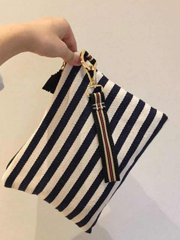 Women's Casual Striped Clutch HandbagSuitable For Shopping, Wallet, Shopping, Young Women, College Students, Newcomers, White-Collar Workers. Very Suitable For Office, College, Work, Business, Commuting, Outdoor Activities, Travel And Outings