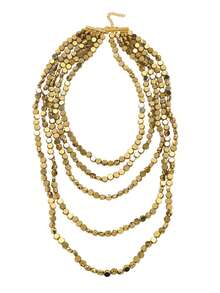 合金串珠瀑布项链，ZAA新款，多层方形合金串珠项链，夸张个性，项圈饰品批发，日常必备 - 金色 - 查看 6