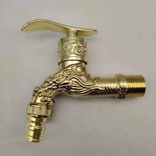 Robinet de jardin mural vintage en bronze - Monotrou, noyau de vanne en laiton pour machine à laver, comprend le matériel d'installation - Doré - Voir 9