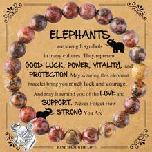 1PC Elephant Gift For Women Friend, Elephant Pendant Bracelet With Blessing Card Gifts For Daughter Son Niece Nephew Friend And Mom Dad, Exquisite Bohemian Style Bracelet Gifts For Elephant Lovers